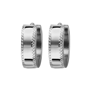 CREOLE ACIER 4MM ARTICULEE DIAMANTE SUR COTE  DIAM EXT 14MM