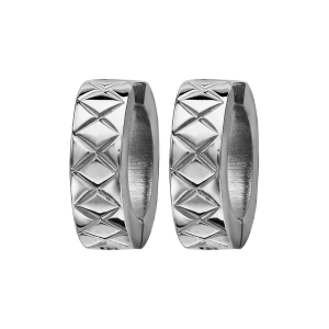 CREOLE ACIER 4MM ARTICULEE DIAMANTE MOTIF X  DIAM EXT 13,5MM (OREILLES NON PERCEES)