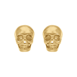 BOUCLES D'OREILLES TIGE ACIER ET DORÉ TETE DE MORT DIM 13 X 9 MM