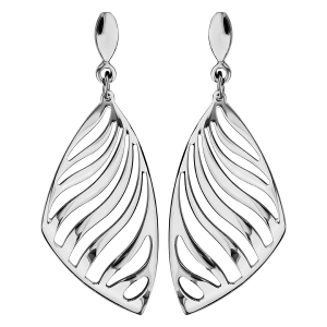 BOUCLES D'OREILLES TIGE ACIER PENDANTE AJOUREE