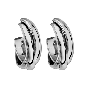 BOUCLES D'OREILLES TIGE ACIER DEMI CRÉOLES CROISEE