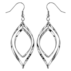 BOUCLES D'OREILLES ACIER CROCHET DOUBLE GOUTTE EVIDEE