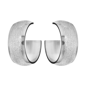 BOUCLES D'OREILLES ACIER BRILLANT ET GRANITE 23MM