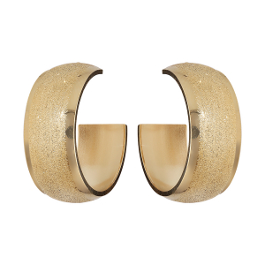 BOUCLES D'OREILLES ACIER PVD JAUNE BRILLANT ET GRANITE 23MM
