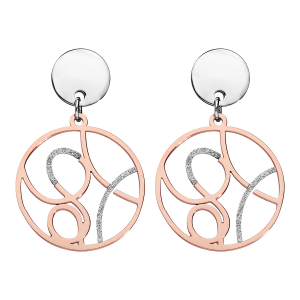 BOUCLES D'OREILLES TIGE ACIER ET PVD ROSE VOLUTE