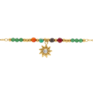 BRACELET ACIER BOULES MULTI COULEURS PAMPILLE SOLEIL OXYDE BLANC 16+3CM