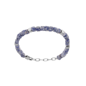BRACELET ACIER CUBES SODALITE VÉRITABLE 19+3CM