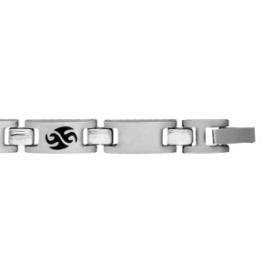 BRACELET ACIER MOTIF TRIBAL EN NOIR 21CM REGLABLE