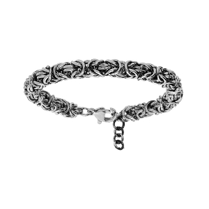 BRACELET ACIER PATINÉ MAILLE ROYALE 19+3CM