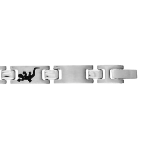 BRACELET ACIER MOTIF SALAMANDRE EN NOIR 21CM REGLABLE