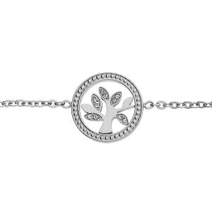 BRACELET ACIER ARBRE DE VIE OXYDES BLANCS 16+3CM