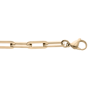 BRACELET ACIER ET PVD DORÉ MAILLE RECTANGULAIRE 19+1CM