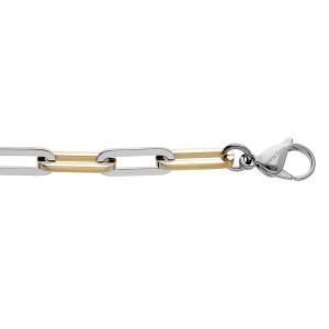 BRACELET ACIER BICOLORE MAILLE RECTANGULAIRE 19+1CM