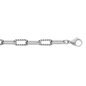 BRACELET ACIER MAILLE RECTANGULAIRE MODELE FIN 19+2CM