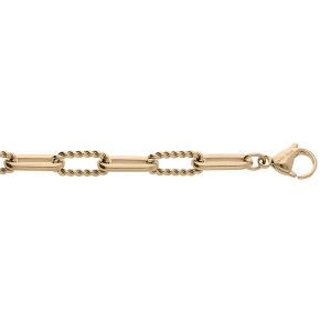 BRACELET ACIER ET PVD DORÉ MAILLE RECTANGULAIRE MODELE FIN 19+2CM