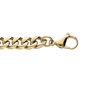 BRACELET ACIER ET PVD DORÉ MAILLE GOURMETTE HAWAI 9MM 21CM