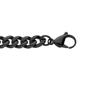 BRACELET ACIER ET PVD NOIR MAT MAILLE GOURMETTE HAWAI 9MM 22CM