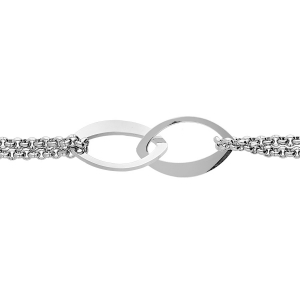 BRACELET ACIER 2 OVALES DOUBLE CHAINE 17+3CM