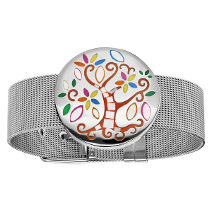 BRACELET STELLA MIA MAILLE MILANAISE AVEC ARBRE DE VIE MULTICOLORE NACRE 19,5CM RÉGLABLE