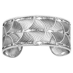 BRACELET ACIER MANCHETTE PLUME DE PAONS