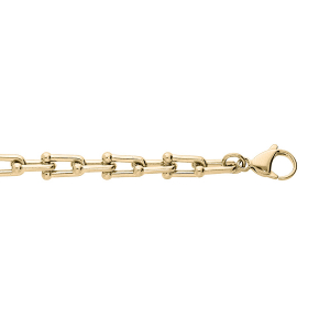 BRACELET ACIER ET PVD DORÉ MAILLONS FER A CHEVAL 20+1CM