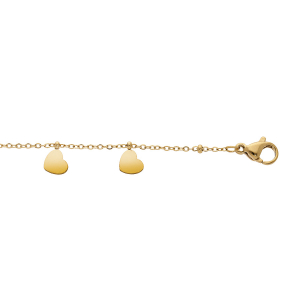 BRACELET ACIER ET PVD DORÉ PAMPILLES MULTI COEURS 16+3CM