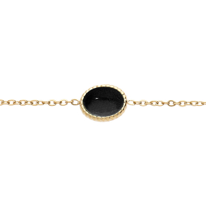 BRACELET ACIER ET PVD DORÉ CABOCHON TURQUOISE IMITATION 16+3CM