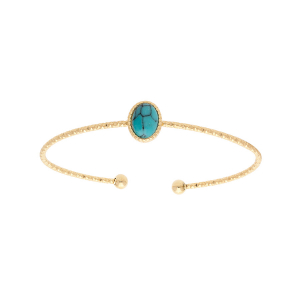 BRACELET ACIER ET PVD DORÉ CABOCHON TURQUOISE IMITATION