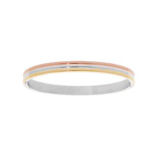 BRACELET ACIER RIGIDE ARTICULÉ PVD 3 TONS 60X50MM