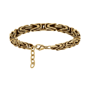 BRACELET ACIER DORÉ MAILLE ROYALE LAPIDÉE 20CM+2CM