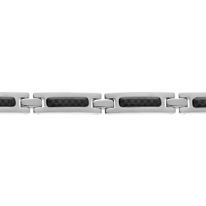 BRACELET ACIER ET CARBONE  19+1,5CM REGLABLE DOUBLE FERMOIR