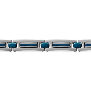 BRACELET ACIER ET PVD BLEU 18+3CM REGLABLE TRIPLE FERMOIR