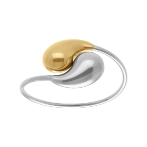 BRACELET ACIER BICOLORE JONC OUVERT 2 GOUTTES  DIAM 59MM