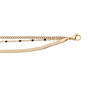 BRACELET ACIER ET PVD DORÉ 3 RANGS 16.5+3CM