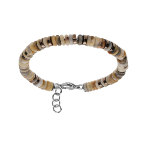 BRACELET ACIER AGATE TEINTÉE VÉRITABLE ET RONDELLES HÉMATITES DORÉES 20+2.5CM