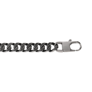 BRACELET ACIER PATINÉ MAILLE GOURMETTE MARTELÉ 21CM