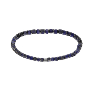 BRACELET ACIER EXTENSIBLE PIERRES SODALITE BLEU VÉRITABLE