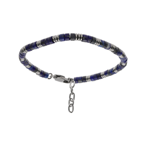 BRACELET ACIER LAPIS LAZULI VÉRITABLE 19+3CM