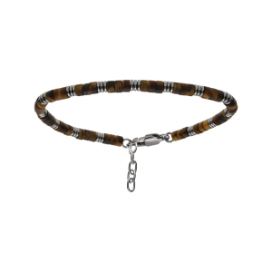 BRACELET ACIER OEIL DE TIGRE VÉRITABLE 19+3CM