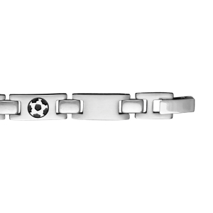 BRACELET ACIER MOTIF GRAVURE FOOT EN NOIR 21CM REGLABLE