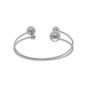 BRACELET ACIER RIGIDE 2 RANGS OUVERT AVEC BOULE DIAM 65 x 55MM