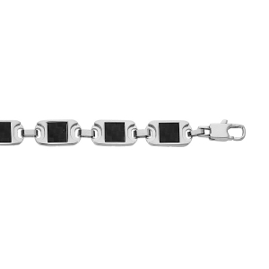 BRACELET ACIER MULTI PLAQUES CARBONE NOIR 20CM