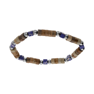 BRACELET ACIER EXTENSIBLE PAESINE ET HOWLITE VÉRITABLE