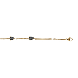BRACELET ACIER ET PVD DORÉ 3 OXYDES NOIRS EN GOUTTE  16+3CM