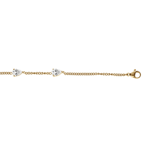 BRACELET ACIER ET PVD DORÉ 3 OXYDES BLANCS EN GOUTTE  16+3CM