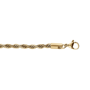 BRACELET ACIER ET PVD DORÉ MAILLE CORDE 4MM  17+3CM