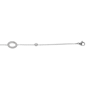 BRACELET ACIER OVALE CONTOUR RÉSINE ET STRASS ET 1 OXYDE BLANC 17+3CM