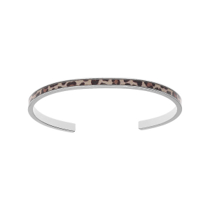 BRACELET ACIER RIGIDE 4MM OUVERT 58MM MOTIF RÉSINE LEOPARD