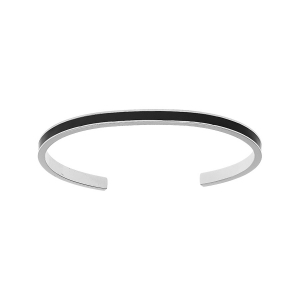 BRACELET ACIER RIGIDE 4MM OUVERT 58MM RÉSINE NOIRE
