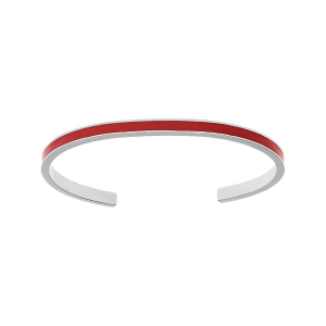 BRACELET ACIER RIGIDE 4MM OUVERT 58MM RÉSINE ROUGE